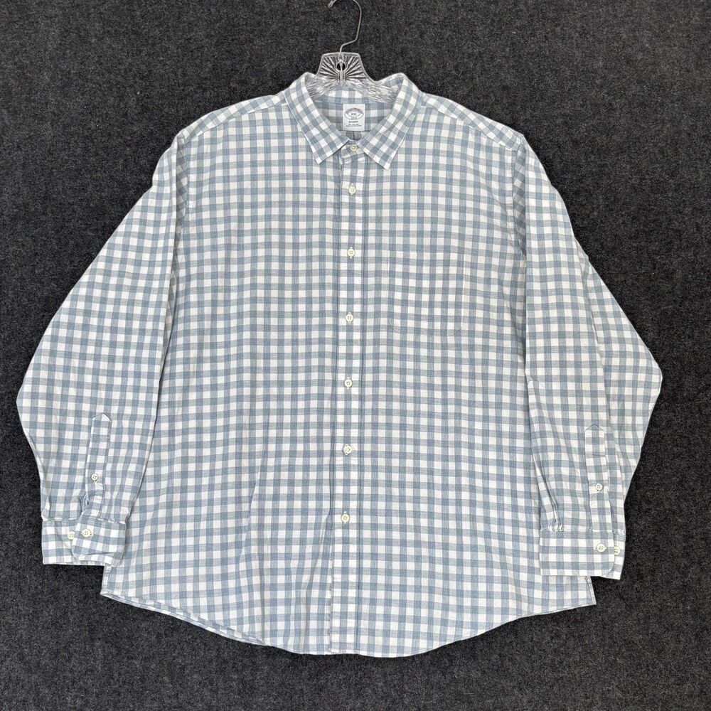 Brooks Brothers Regent Shirt Men's XXL Blue White Gingham 1818 Cotton Pocket